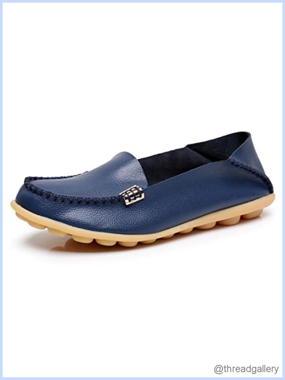 VenusCelia Women's Natural Comfort 2 Walking Flat Loafer Leather Mocc Slip On